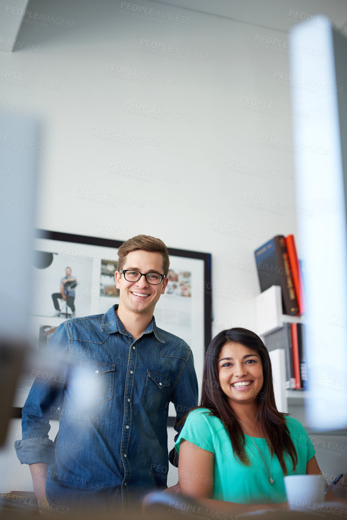 Buy stock photo Cropped portrait of two designers in their office