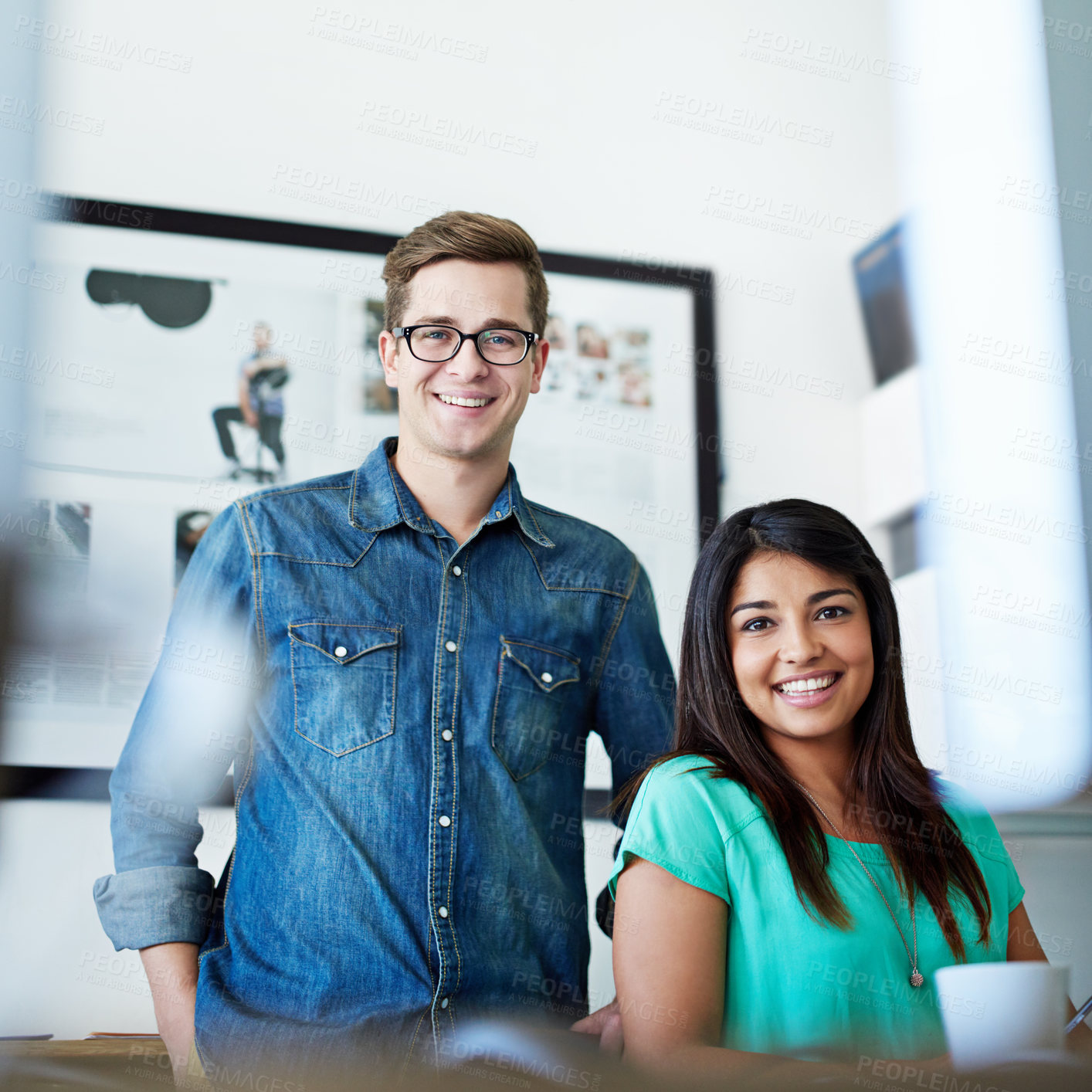 Buy stock photo Portrait of two designers in their office