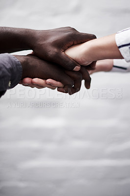 Buy stock photo Diversity, unity and international business collaboration for global company, networking and community. Hands, teamwork and support in business for deal, partnership and professional workforce. 