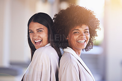 Buy stock photo Portrait of two young women enjoying a relaxing day at the spa