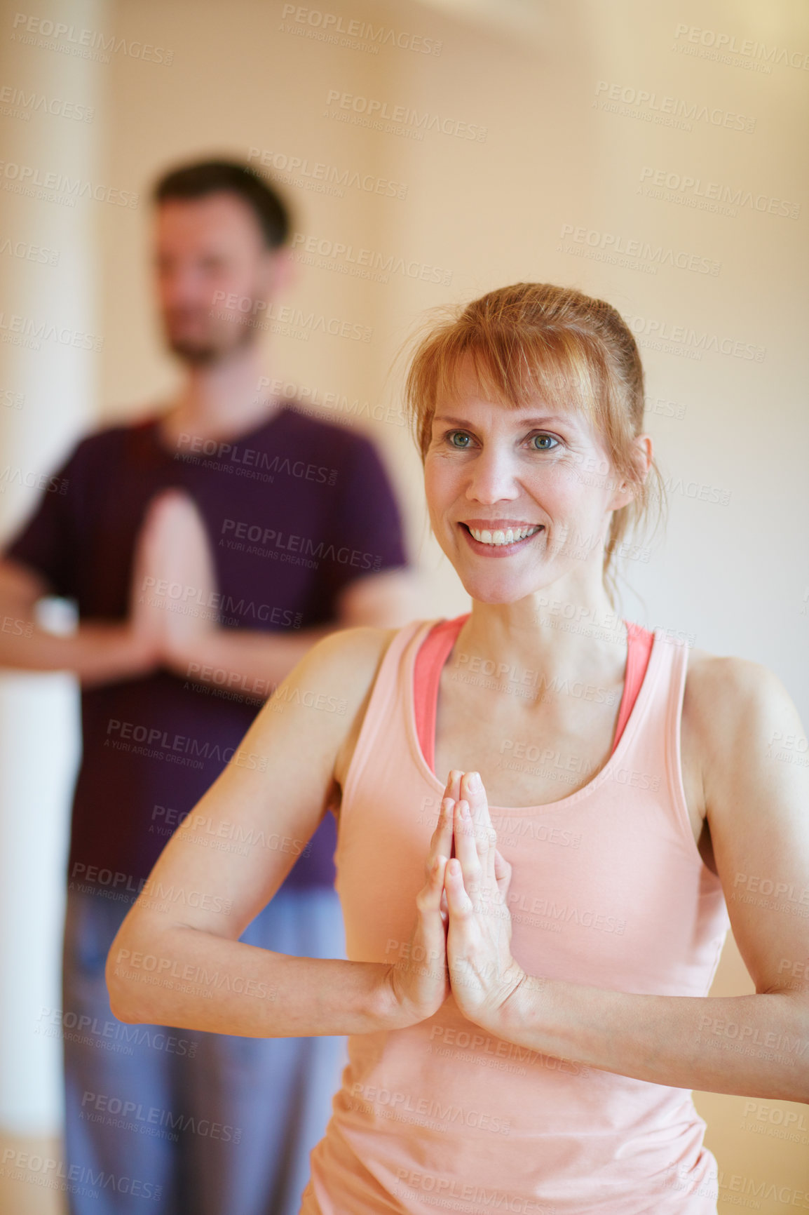 Buy stock photo Shot of a woman doing a yoga class