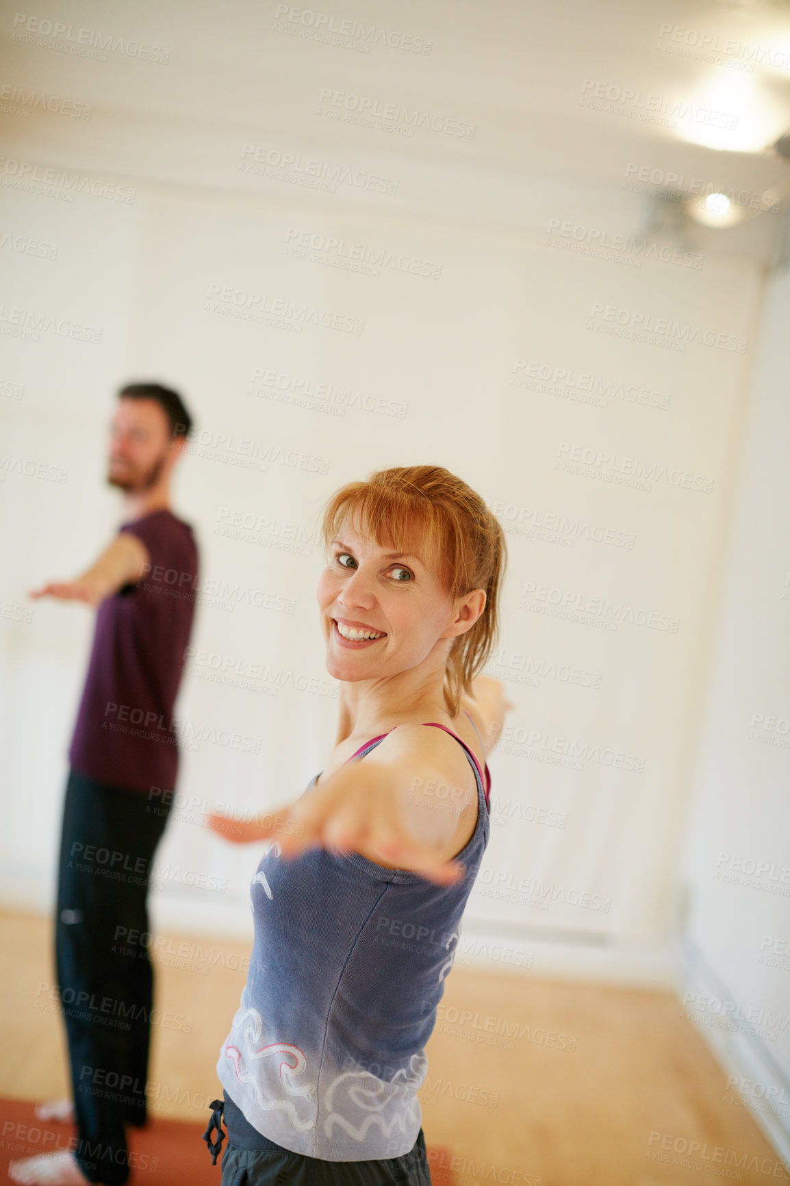 Buy stock photo Shot of a woman during a yoga class