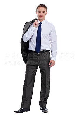 Buy stock photo Full length portrait of a businessman against a white background