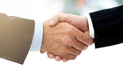 Buy stock photo Business people, shaking hands and thank you for networking in introduction, hello and opportunity. Partnership, onboarding and coworkers for support, closeup and promotion in office or collaboration