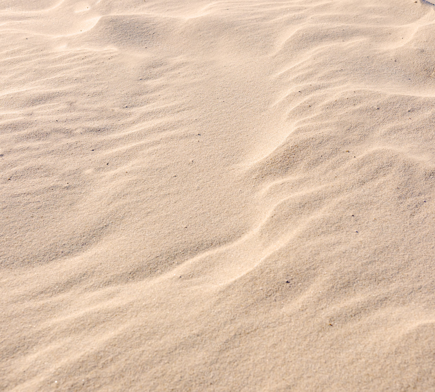 Buy stock photo Sand, beach or texture for wallpaper with grain, nature or ripple from wind. Desert, background or shore on tropical island with ecosystem, environment care or clean for pollution awareness in mockup