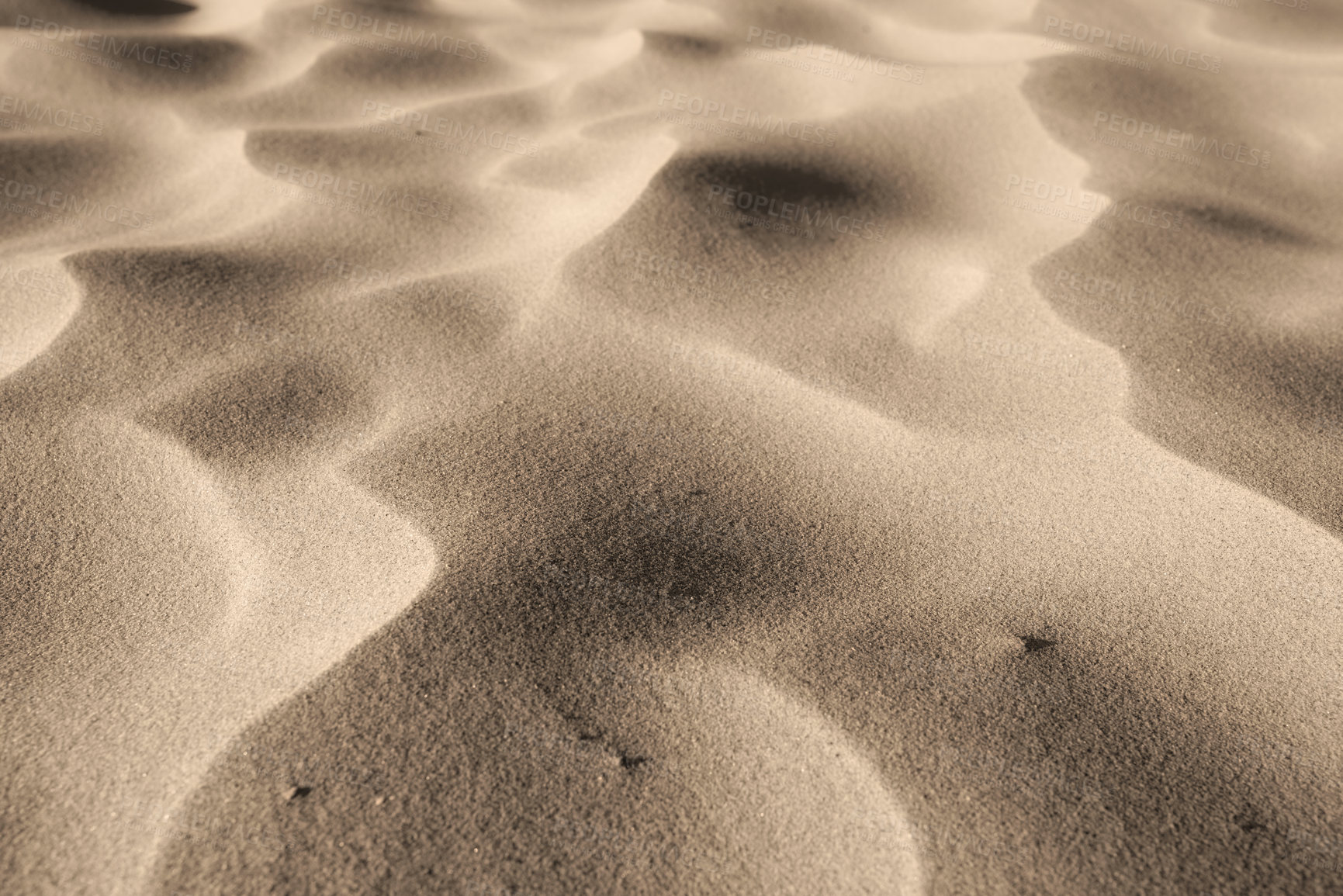 Buy stock photo Sand, pattern and texture for wallpaper with grain, nature and ripple on beach. Desert, background and seaside on island with ecosystem, environment care and clean for pollution awareness in mockup