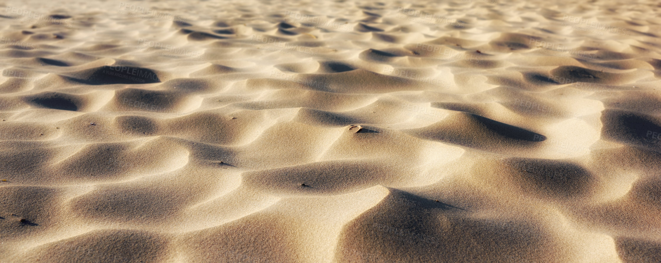 Buy stock photo Sand, desert or texture for wallpaper with grain, nature or ripple from wind. Beach, background or banner on tropical island with ecosystem, environment or clean for pollution awareness in mockup