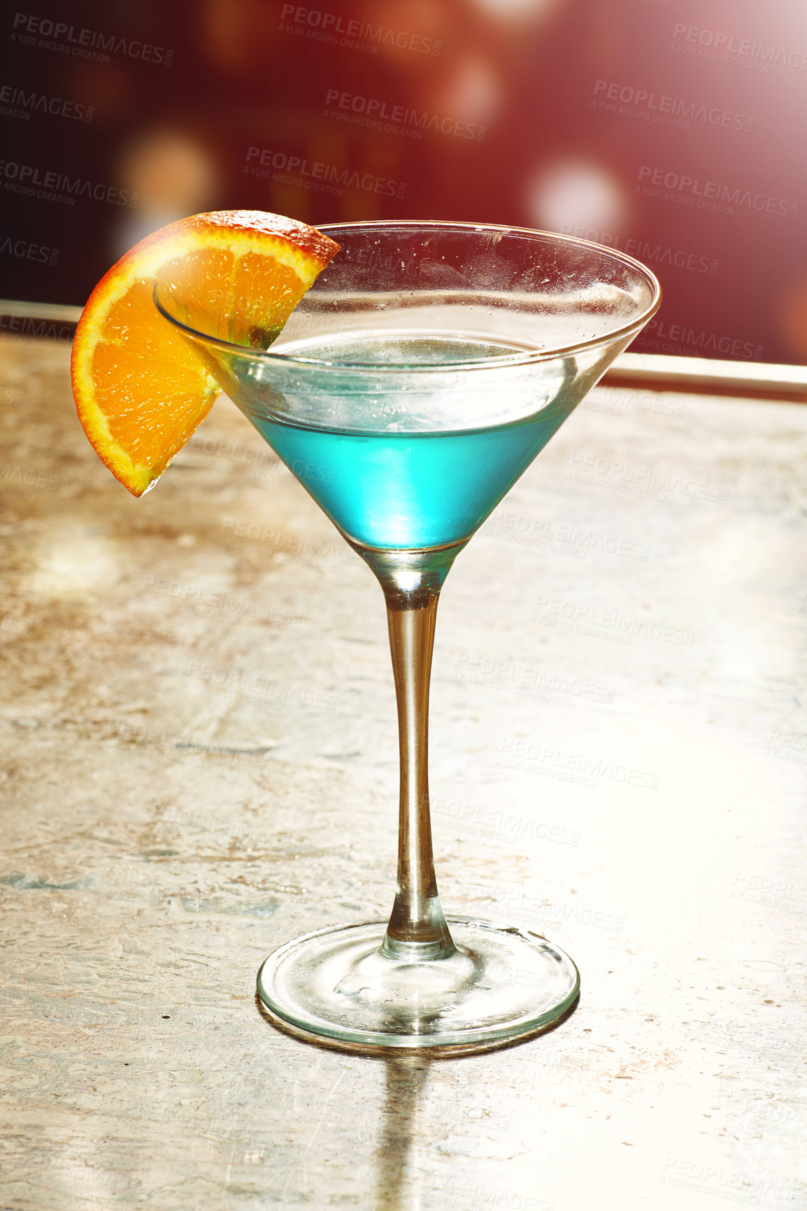 Buy stock photo Shot of a single cocktail on a table in a nightclub