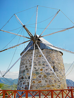 Buy stock photo Traditional windmill around Bodrum, Turkey