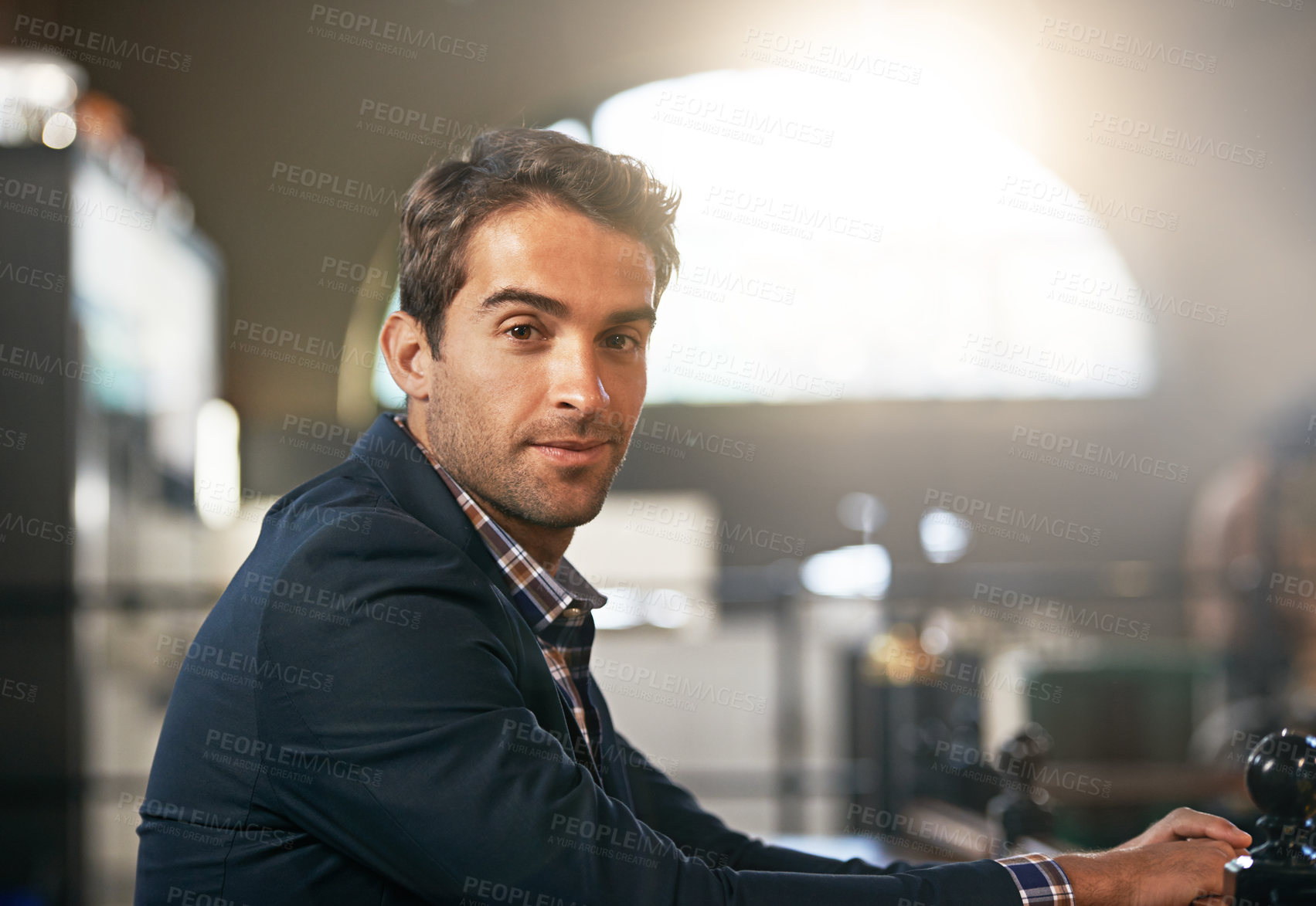 Buy stock photo Professional, businessman and portrait at table in office as meeting, convention and event planner for hotels. Male person, entrepreneur and creative career for profession, job and client service
