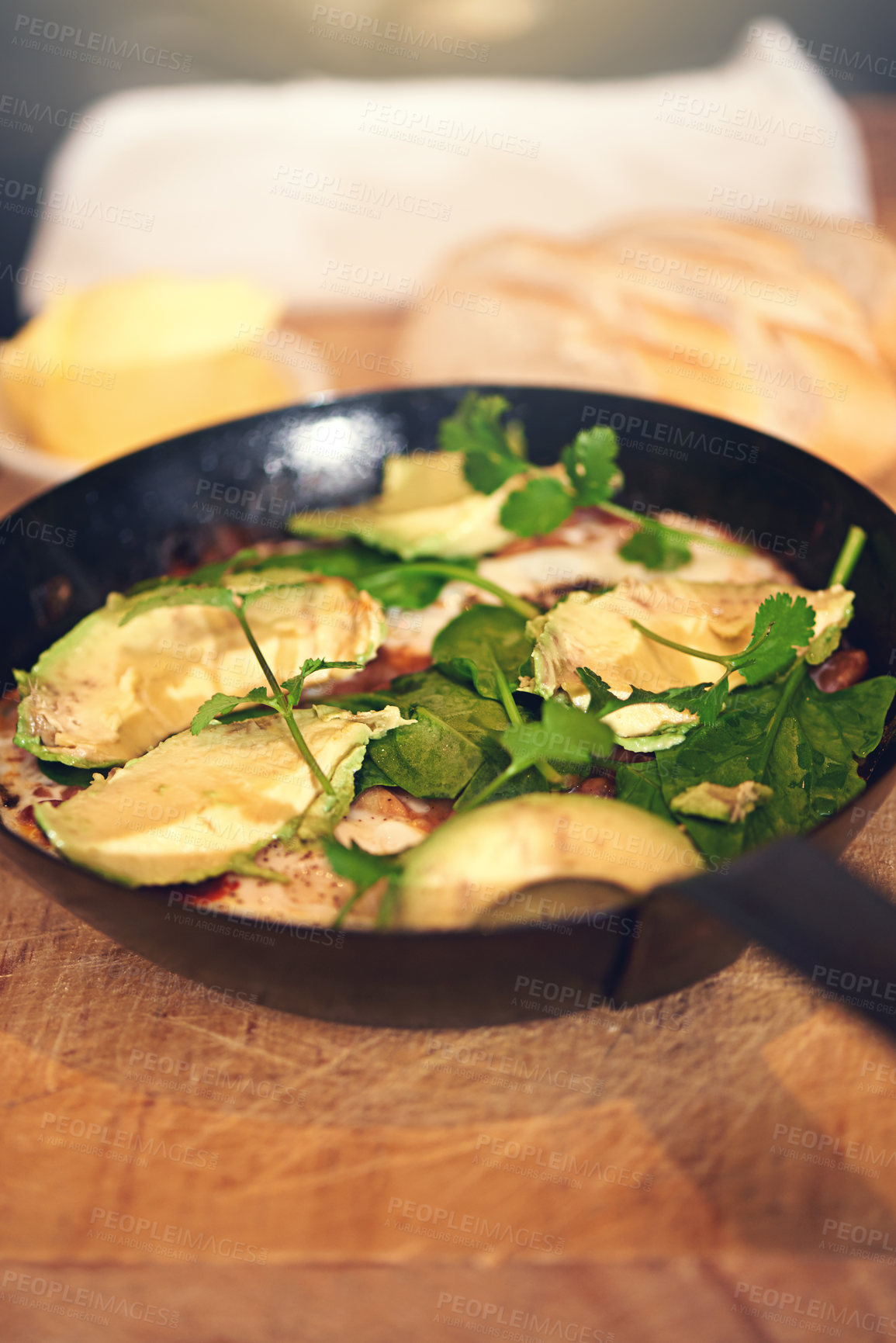 Buy stock photo Shot of a tasty dish served in a pan