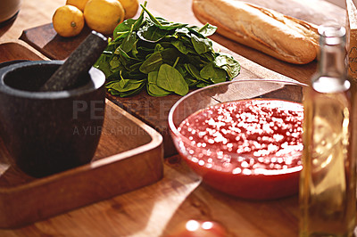 Buy stock photo Shot of a group of ingredients on a tabletop