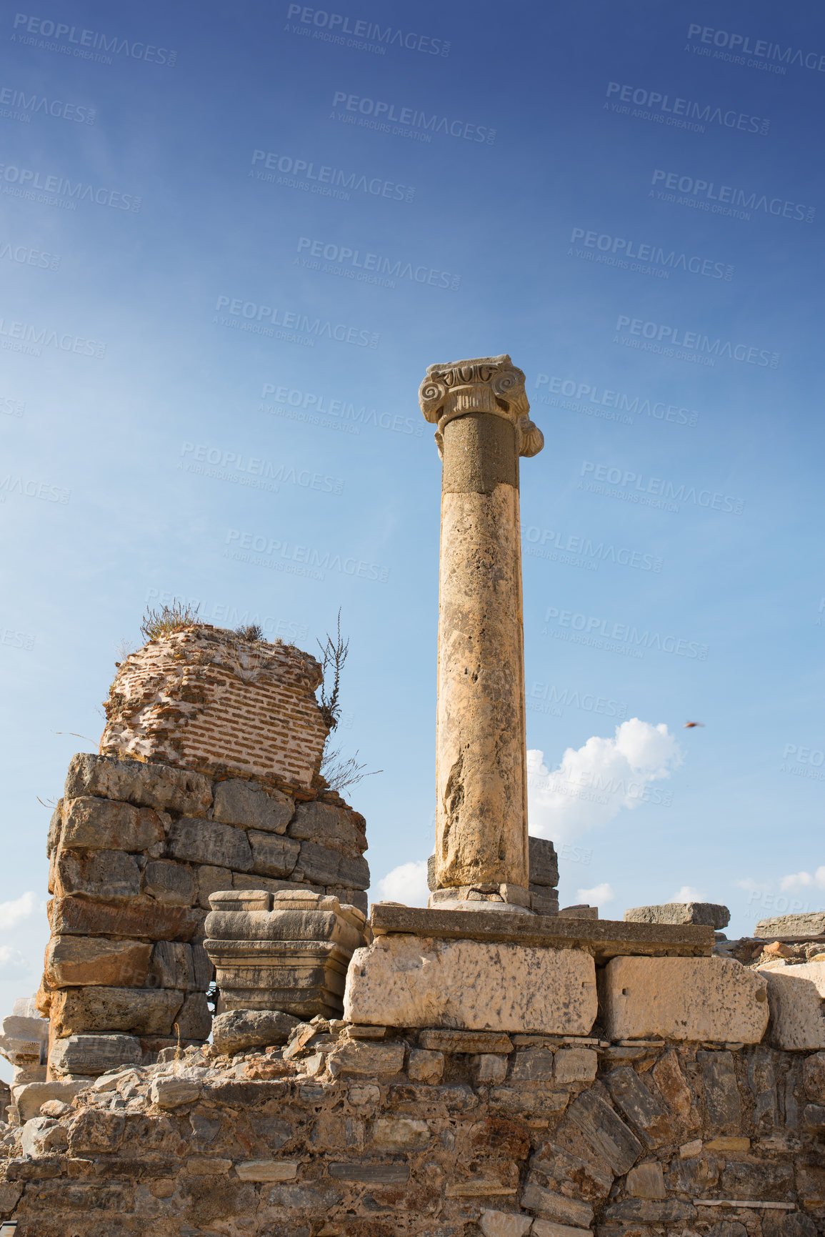 Buy stock photo Ruins, buildings and outdoor for architecture history, abstract and public destination for tourism, Location, ancient exterior and culture exploration or sightseeing, travel and structure in Turkey