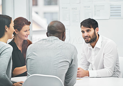 Buy stock photo Shot of coworkers having a meeting at the office