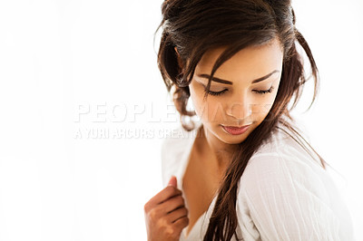 Buy stock photo Shot of a sexy young woman posing indoors