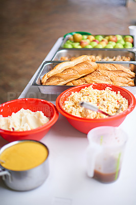 Buy stock photo Shot of food on a table at a children's center