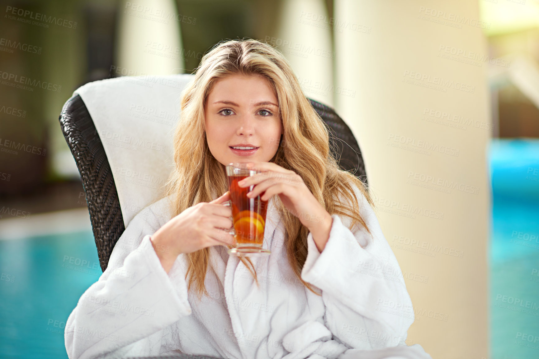 Buy stock photo Shot of a young woman enjoying a relaxing day at the spa