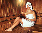 Letting the sauna relax and pamper her