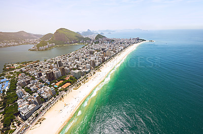 Buy stock photo Aerial view of Rio De Janeiro, Brazil