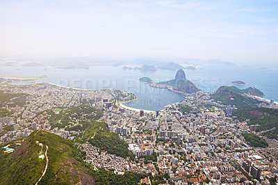 Buy stock photo Aerial view of Rio De Janeiro, Brazil