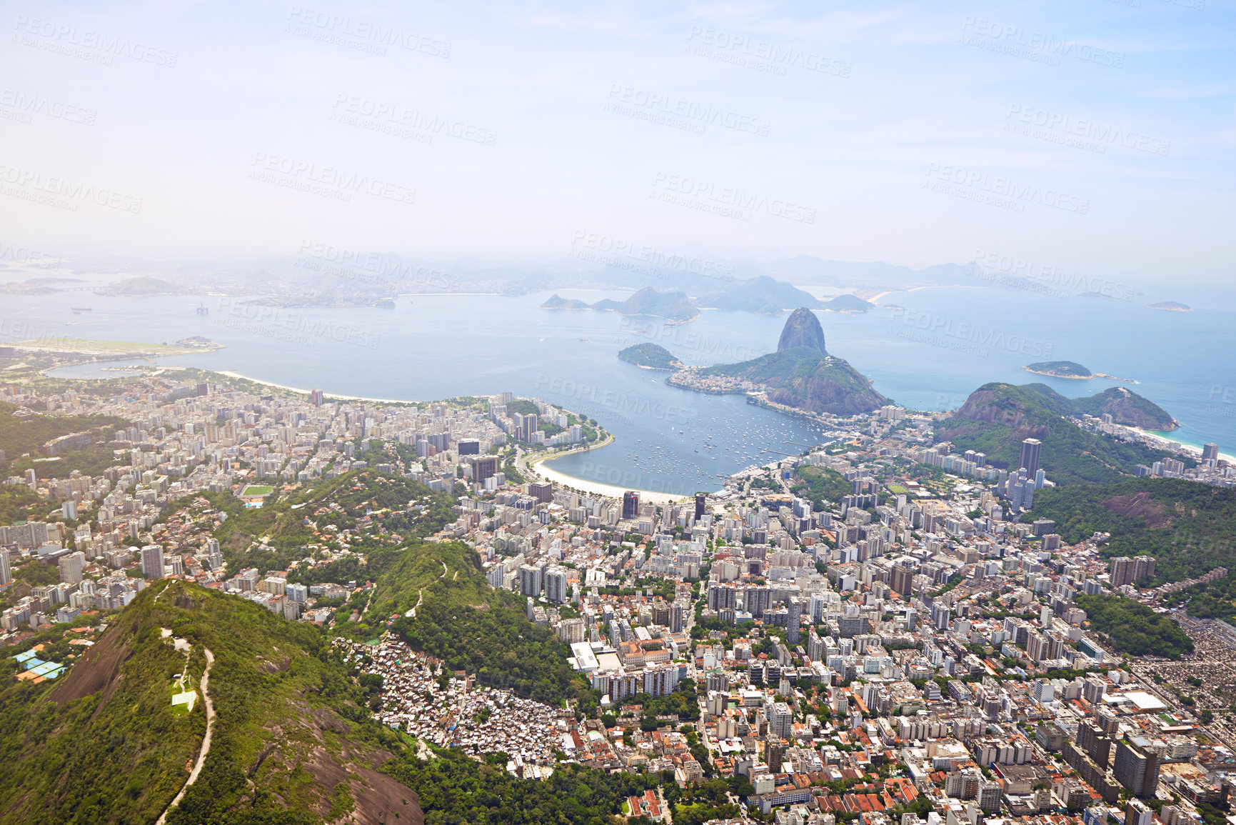 Buy stock photo Aerial view of Rio De Janeiro, Brazil