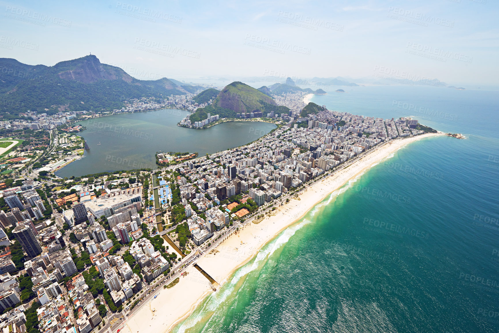 Buy stock photo Aerial view of Rio De Janeiro, Brazil