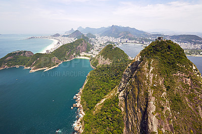 Buy stock photo Aerial view of Rio De Janeiro, Brazil