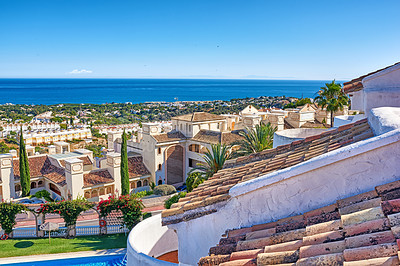 Buy stock photo The beach of beautiful city of Marbella, Andalusia, Spain