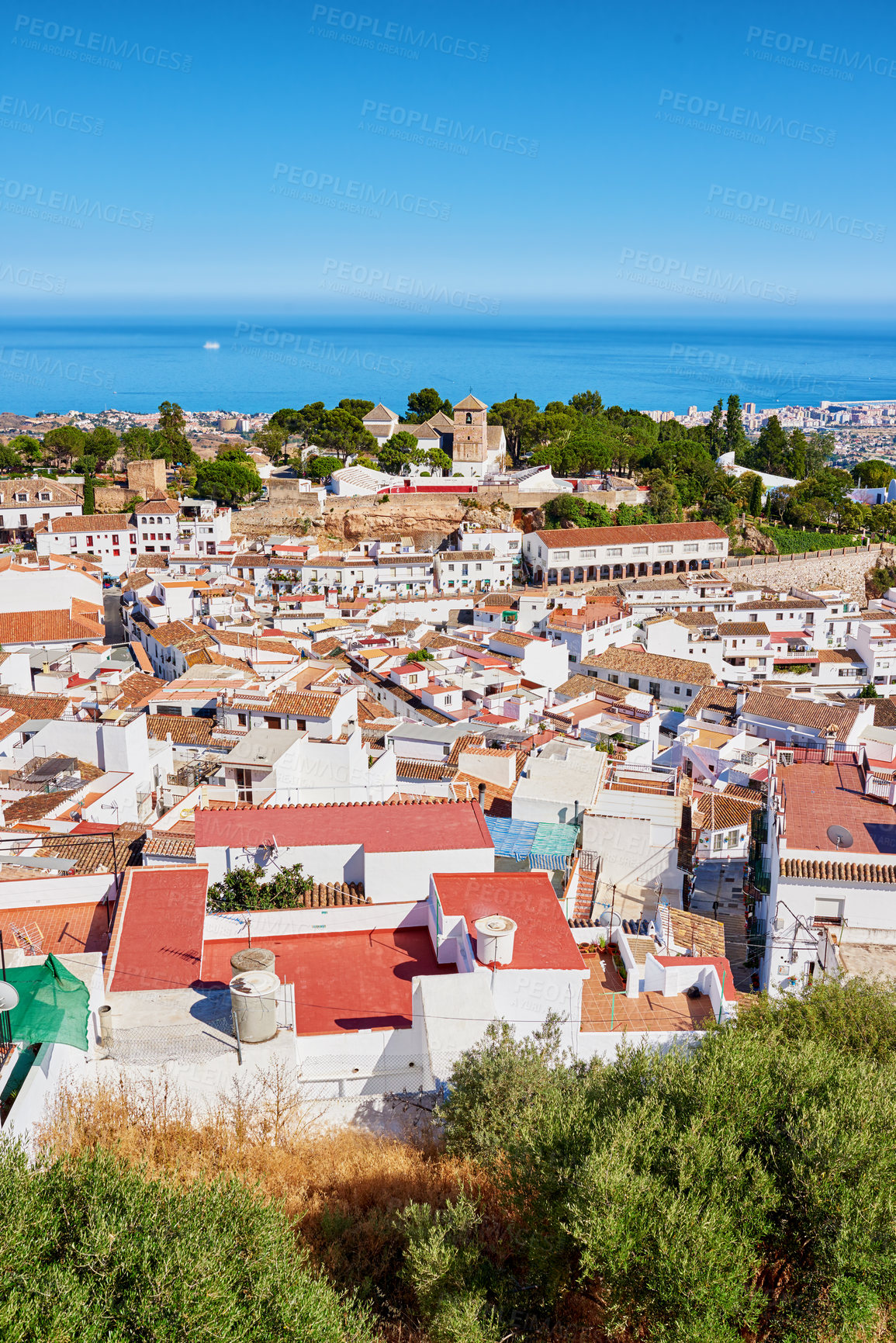 Buy stock photo The beautiful mountain city of Mijas, Andalusia, Spain