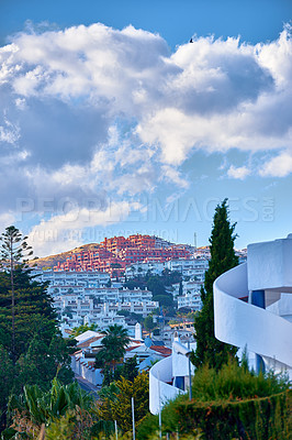 Buy stock photo The beach of beautiful city of Marbella, Andalusia, Spain