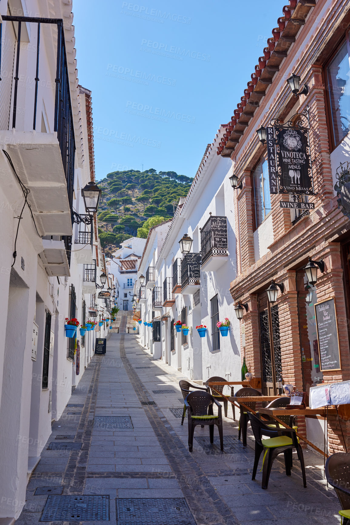 Buy stock photo The beautiful mountain city of Mijas, Andalusia, Spain