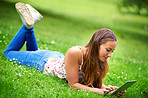 Leisurely online time on the lawn