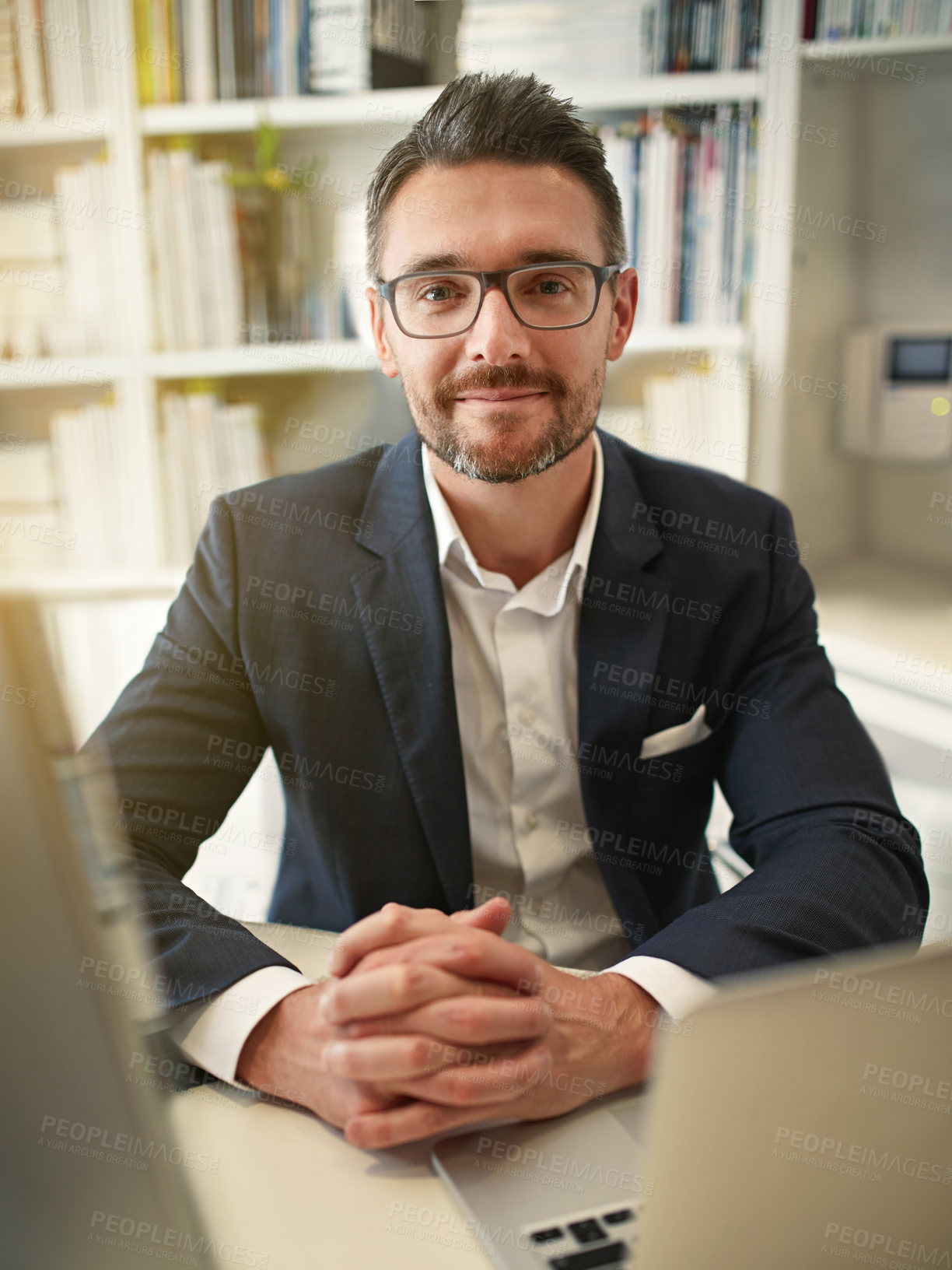 Buy stock photo Portrait of a businessman in his office