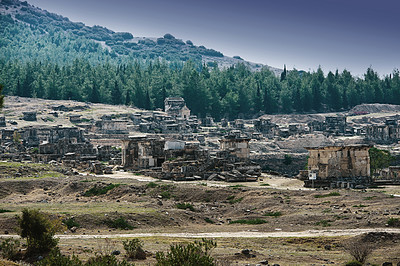 Buy stock photo An image from Turkey- ruins around Pamukkale