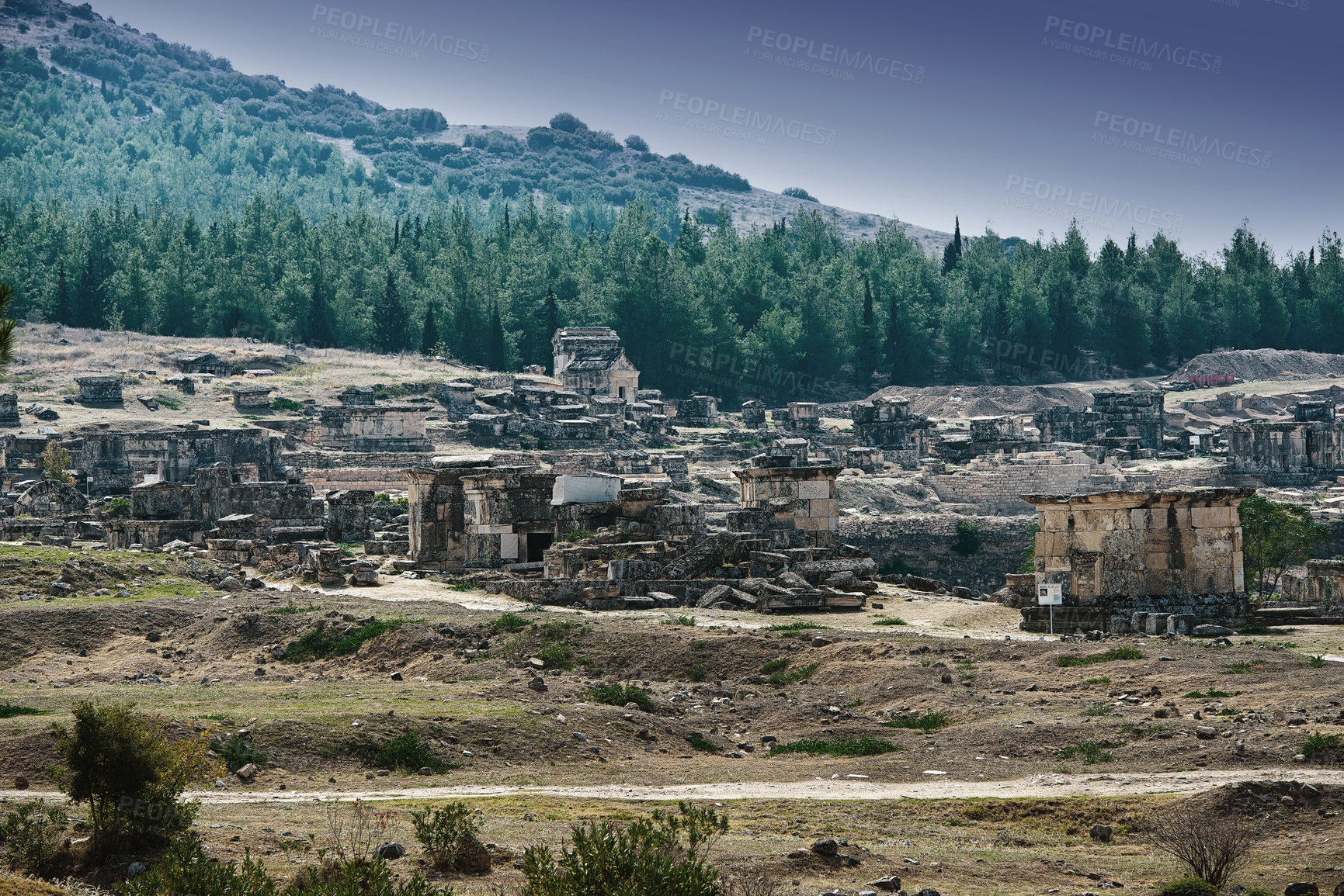Buy stock photo An image from Turkey- ruins around Pamukkale