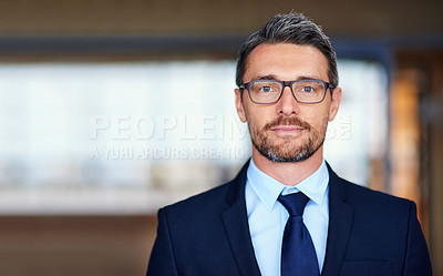 Buy stock photo Portrait of a confident businessman in an office