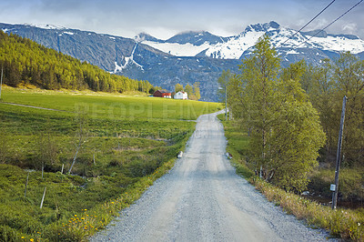 Buy stock photo Empty road, travel and journey to nature for calm, route and weekend trip to countryside on holiday. Street, tourism and wallpaper destination on vacation, location and New Zealand for adventure