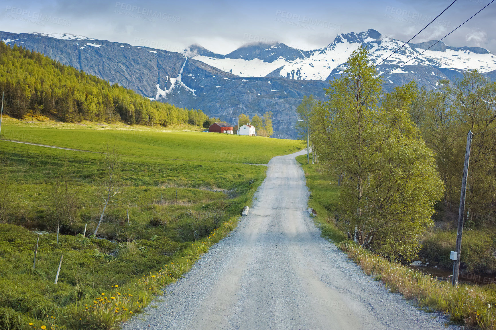 Buy stock photo Empty road, travel and journey to nature for calm, route and weekend trip to countryside on holiday. Street, tourism and wallpaper destination on vacation, location and New Zealand for adventure