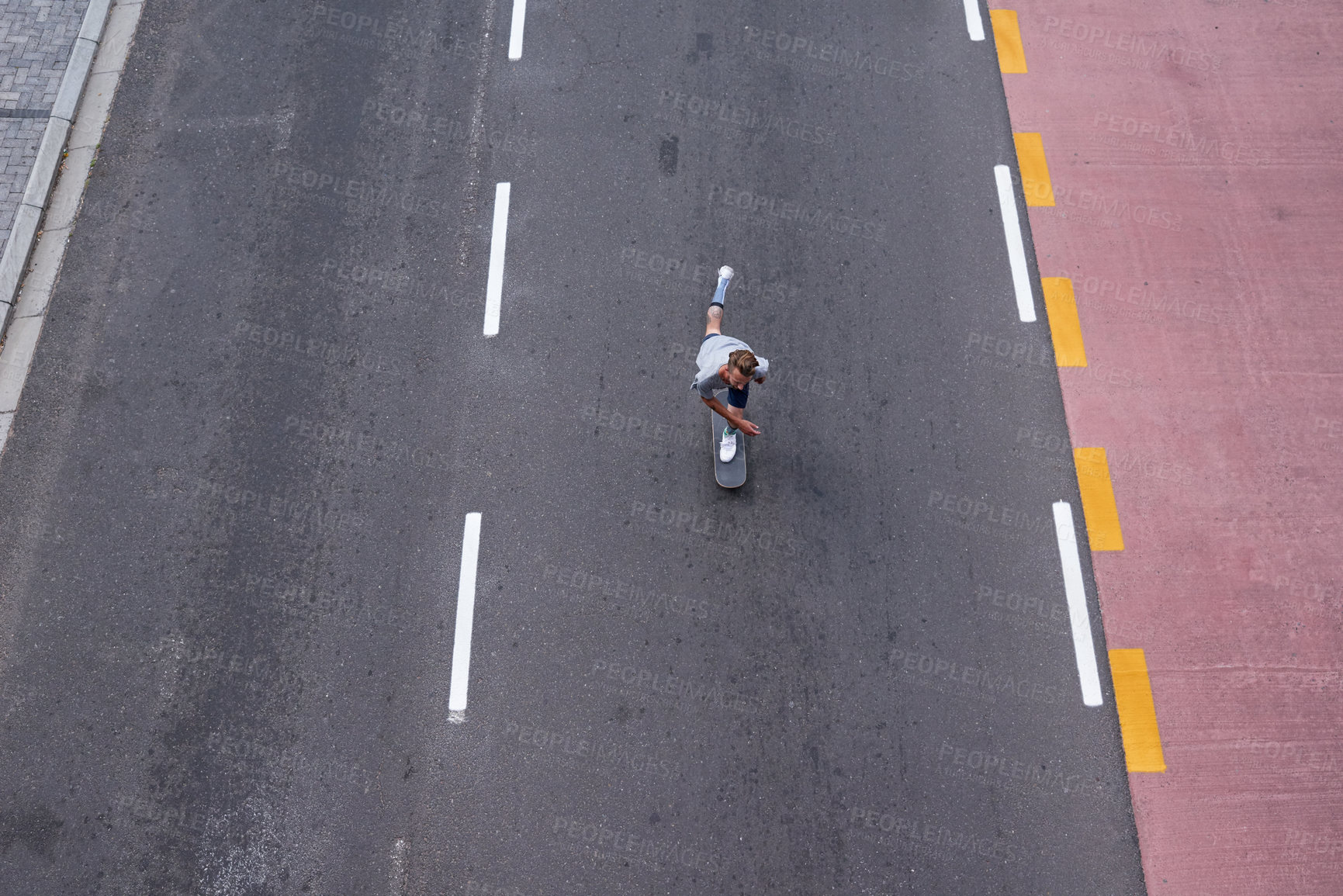 Buy stock photo Shot of skateboarders in the city