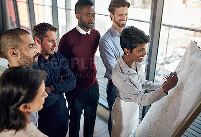 Buy stock photo Cropped shot of a businesswoman giving a presentation