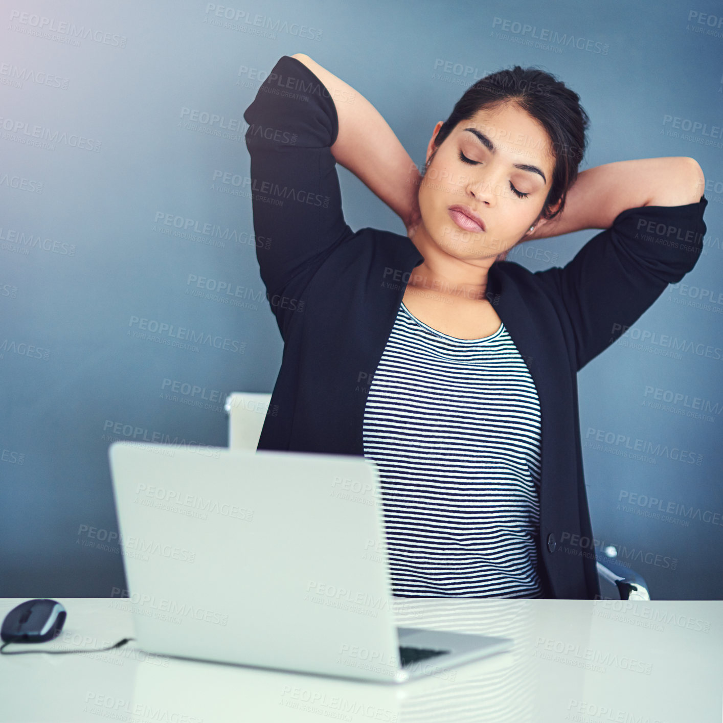 Buy stock photo Cropped shot of a beautiful young businesswoman in her office