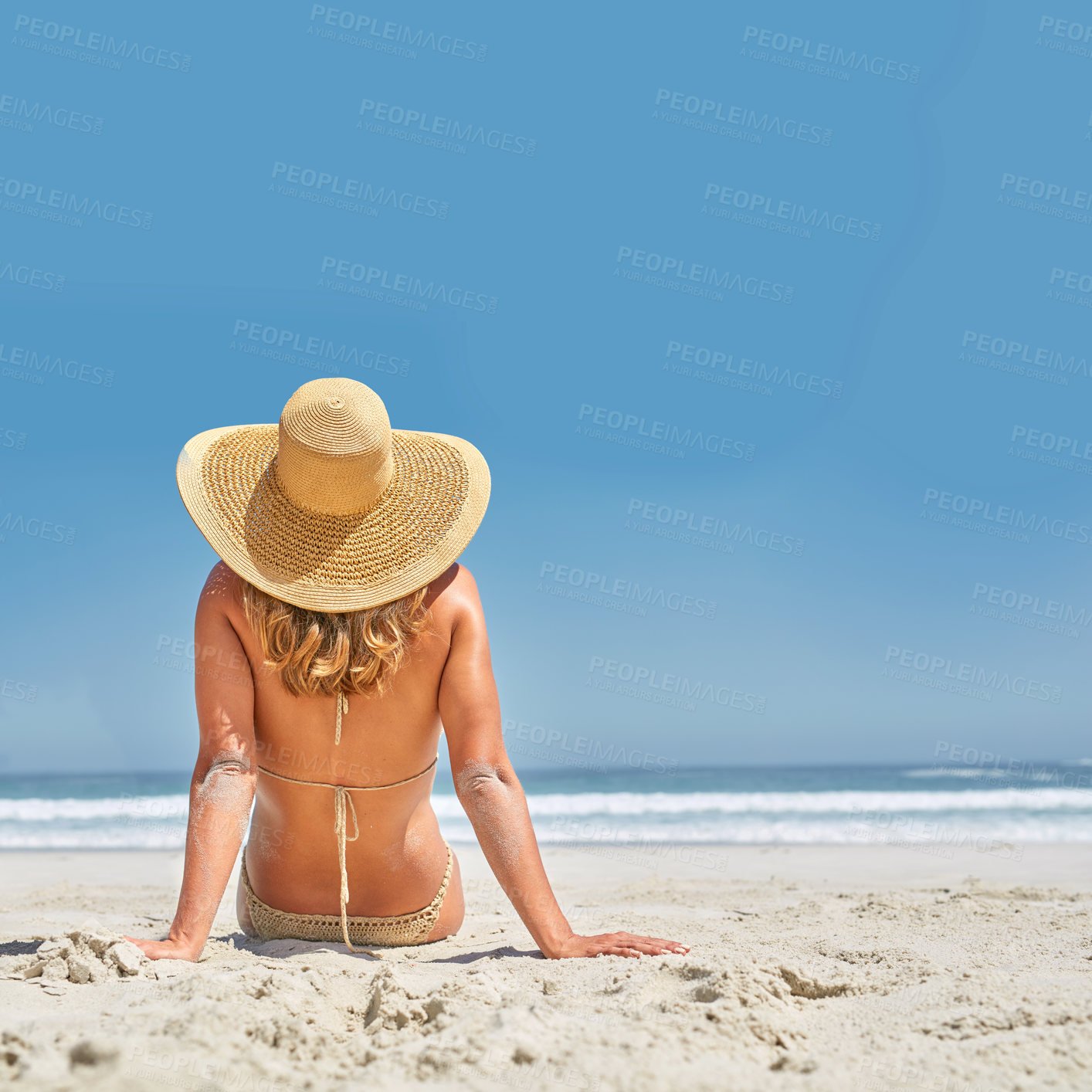 Buy stock photo Girl on the beach in summer sunshine