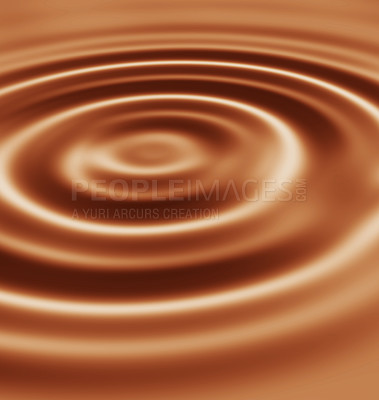 Buy stock photo Chocolate, liquid swirl and texture of candy, artistic production and pattern in confection. Caramel, sweets and closeup of dessert process in transformation, cocoa sauce and baking preparation