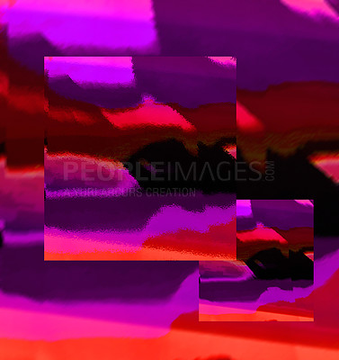 Buy stock photo Abstract, neon and background waves illustration for graphic design, banner or texture. Creative, pattern and art decor with color for wallpaper, backdrop and poster with fantasy fluid or squire