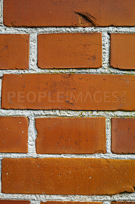 Buy stock photo Outdoor, brick wall and closeup of surface of home, house or city building with pattern, stone or texture. Detail background, architecture or smooth exterior of construction design on old structure