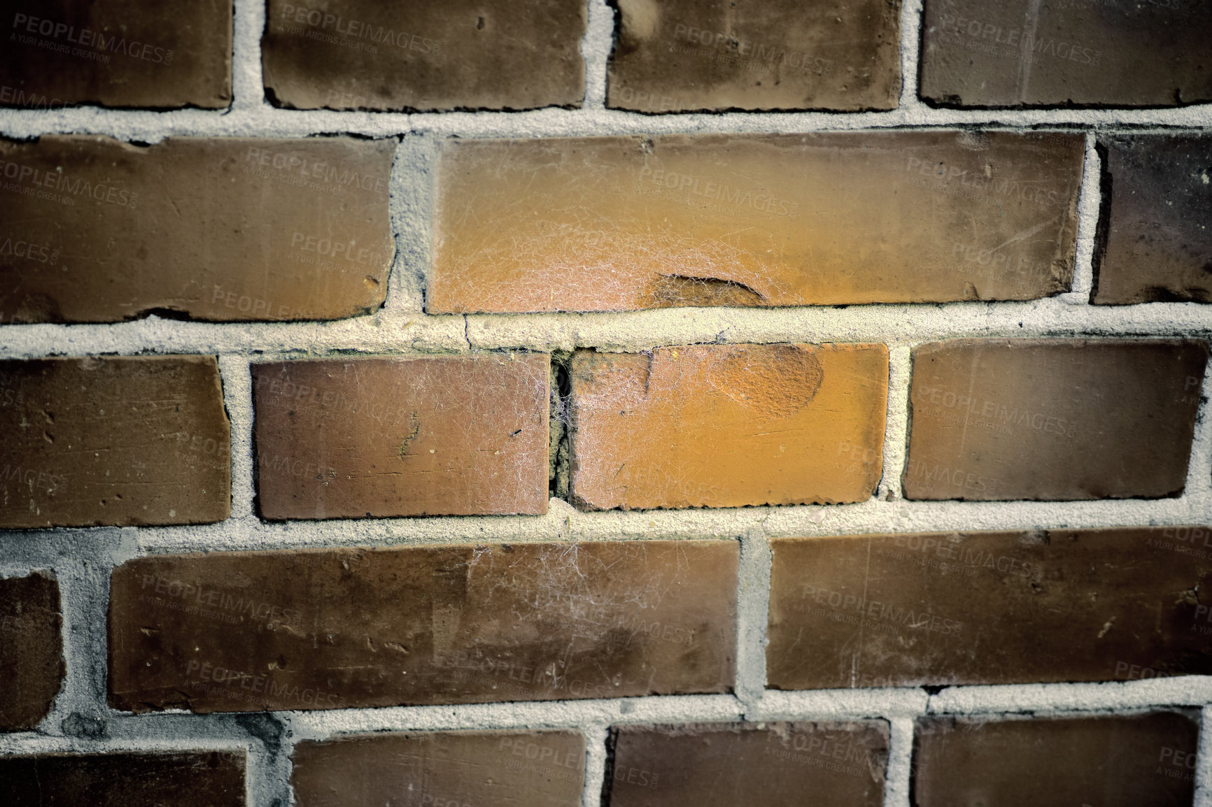 Buy stock photo Wall, concrete and facebrick in architecture or city for building, texture or background in zoom. Construction, design and wallpaper with cement, outdoor or pattern in mockup spac, urban and closeup