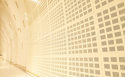 Buy stock photo Airport terminal, architecture and lobby for travel gate, flight transportation and waiting room. Empty, international departure and station for global immigration, commercial journey and tourism