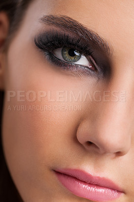 Buy stock photo Beauty portrait of a young woman with flawless makeup