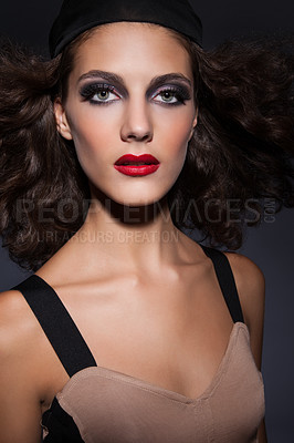 Buy stock photo Studio portrait of a beautiful young fashion model