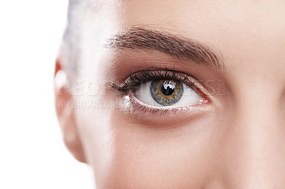 Buy stock photo Closeup shot of a beautiful woman's green eye